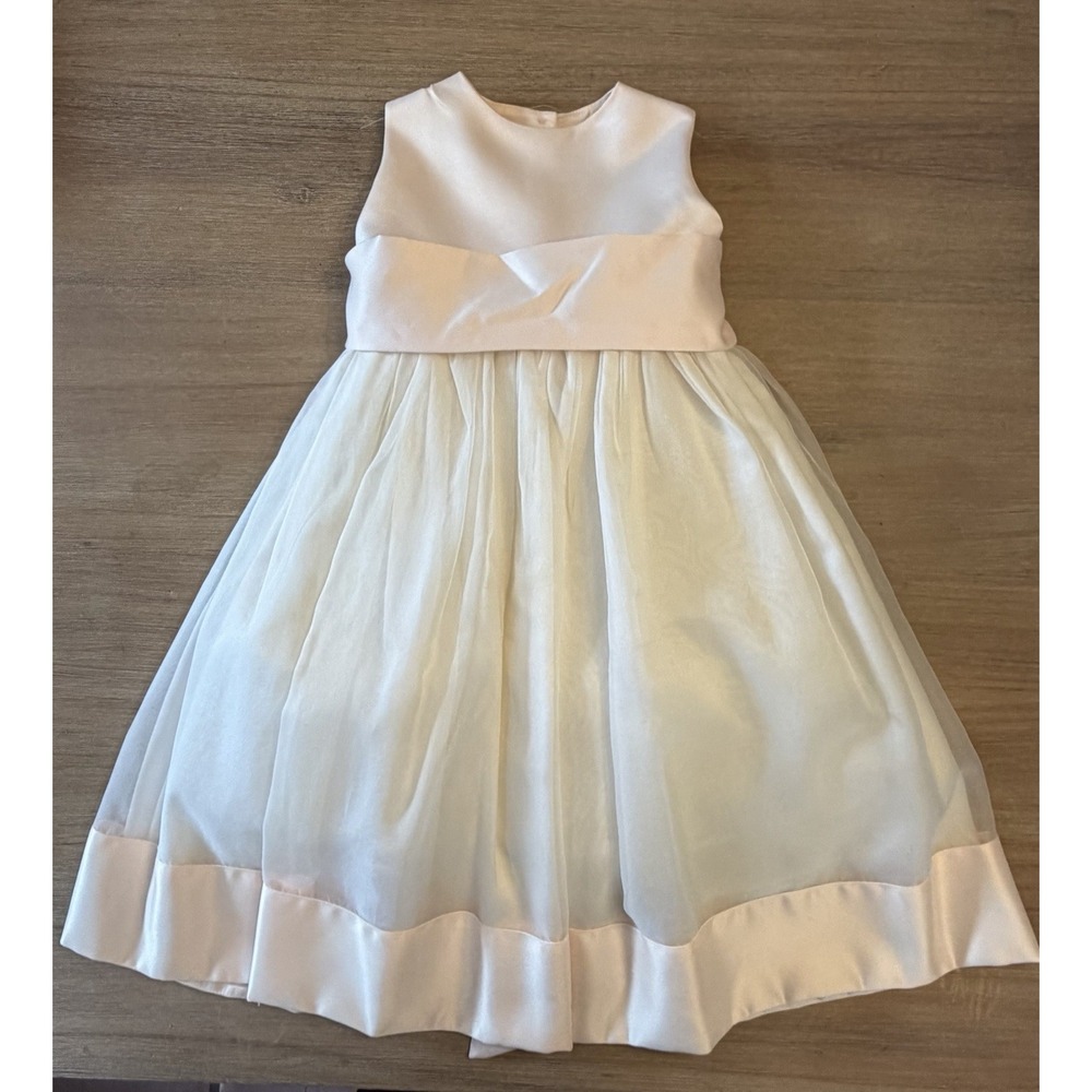 Susanne Lively Designs Girls Formal SILK Dress White & pink 4t 4 Wedding Easter